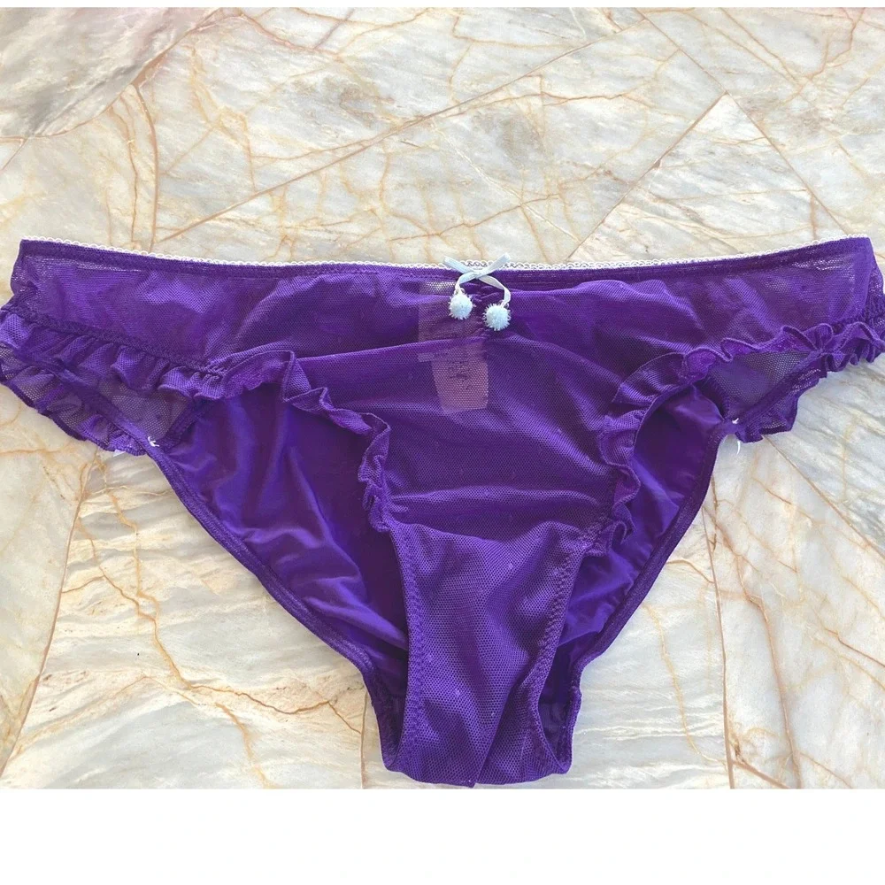 Victorias Secret Purple Shine Like A Star Rhinestone Ruffle Cheekini Panty 2011
